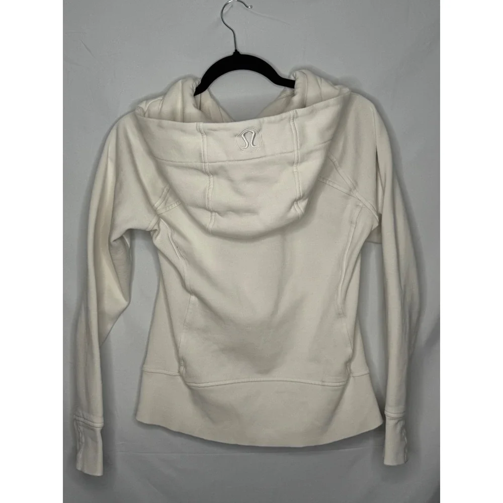 Lululemon Scuba Full Zip Hoodie Bone Size 8 Thumbholes Cotton Terry